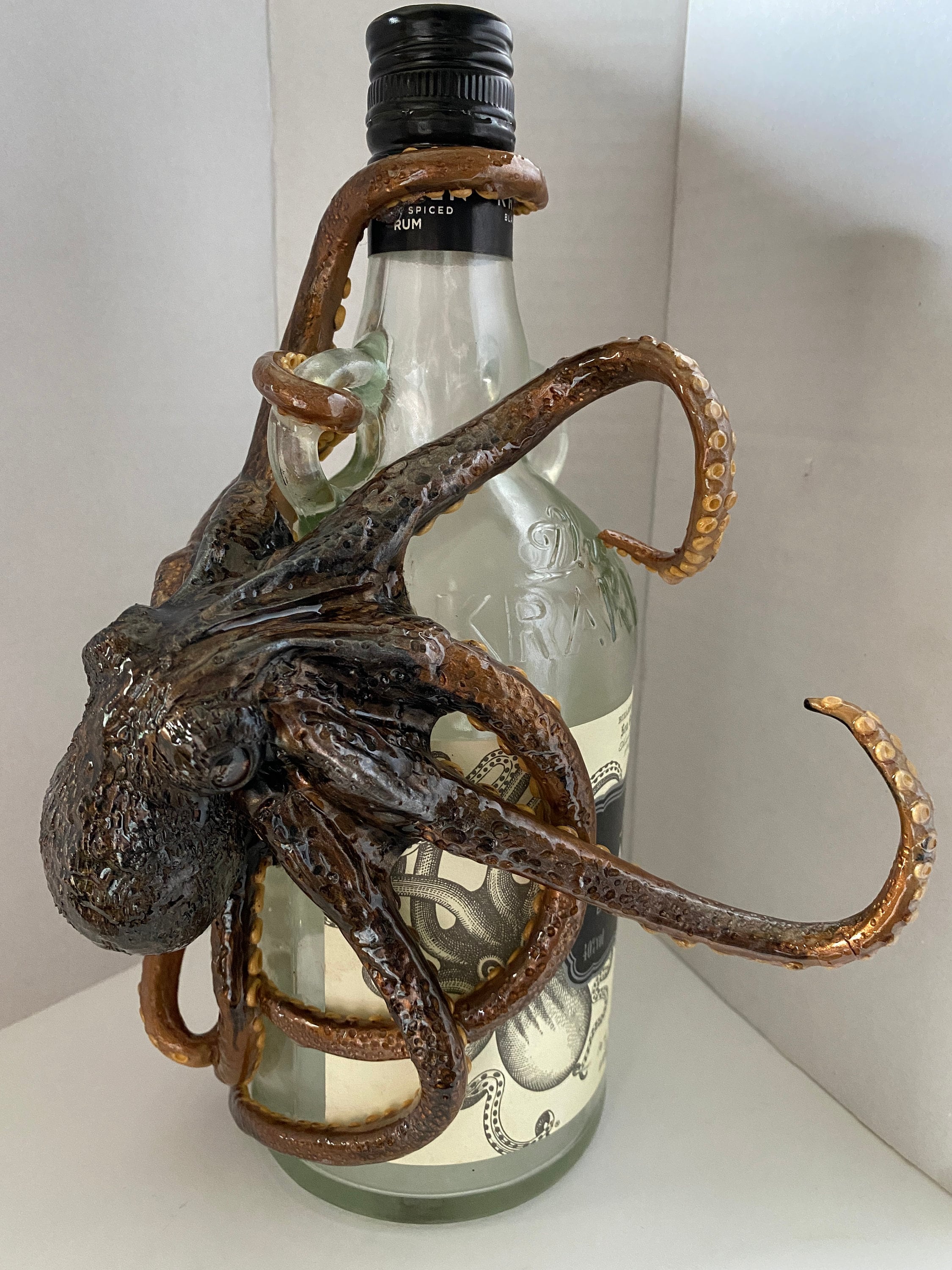 Kraken on a Bottle Octopus Unique Gift Custom Sculpture - Etsy