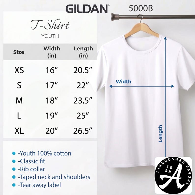 Gildan 5000B blank white T-shirts 100% cotton Unisex Youth sizes extra small through extra large.
