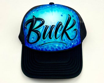 Custom Airbrushed Trucker Hat: Personalized Graffiti Art Party Favor