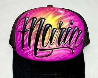 Custom Airbrushed Zebra Stripes Trucker Hat: Personalized Graffiti Art