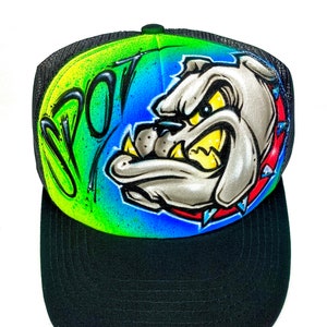 Custom Airbrush Trucker Hat: Graffiti Snapback, Bulldog Design