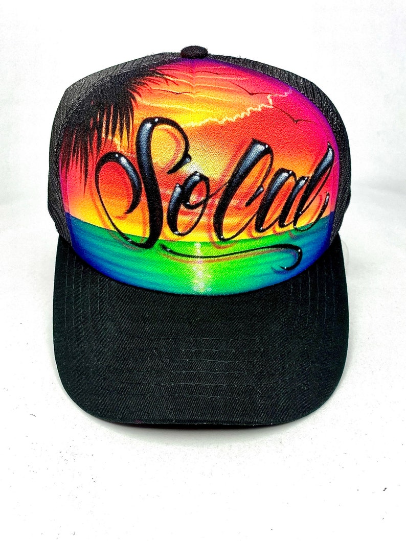 Custom Trucker Hat Airbrush Hat Custom Name Hat Beach Etsy