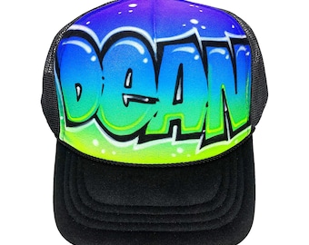 Airbrush Graffiti Trucker Hat: Custom 5 Panel Snapback beach cap
