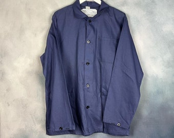 Vintage French style chore coat bleu de travail artisan jacket in blue UK M/L