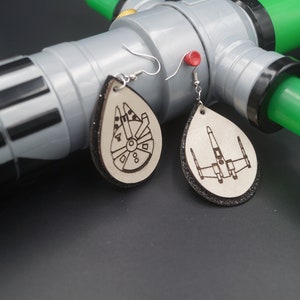 Star Wars X-Wing and Millennium Falcon Leather Earrings