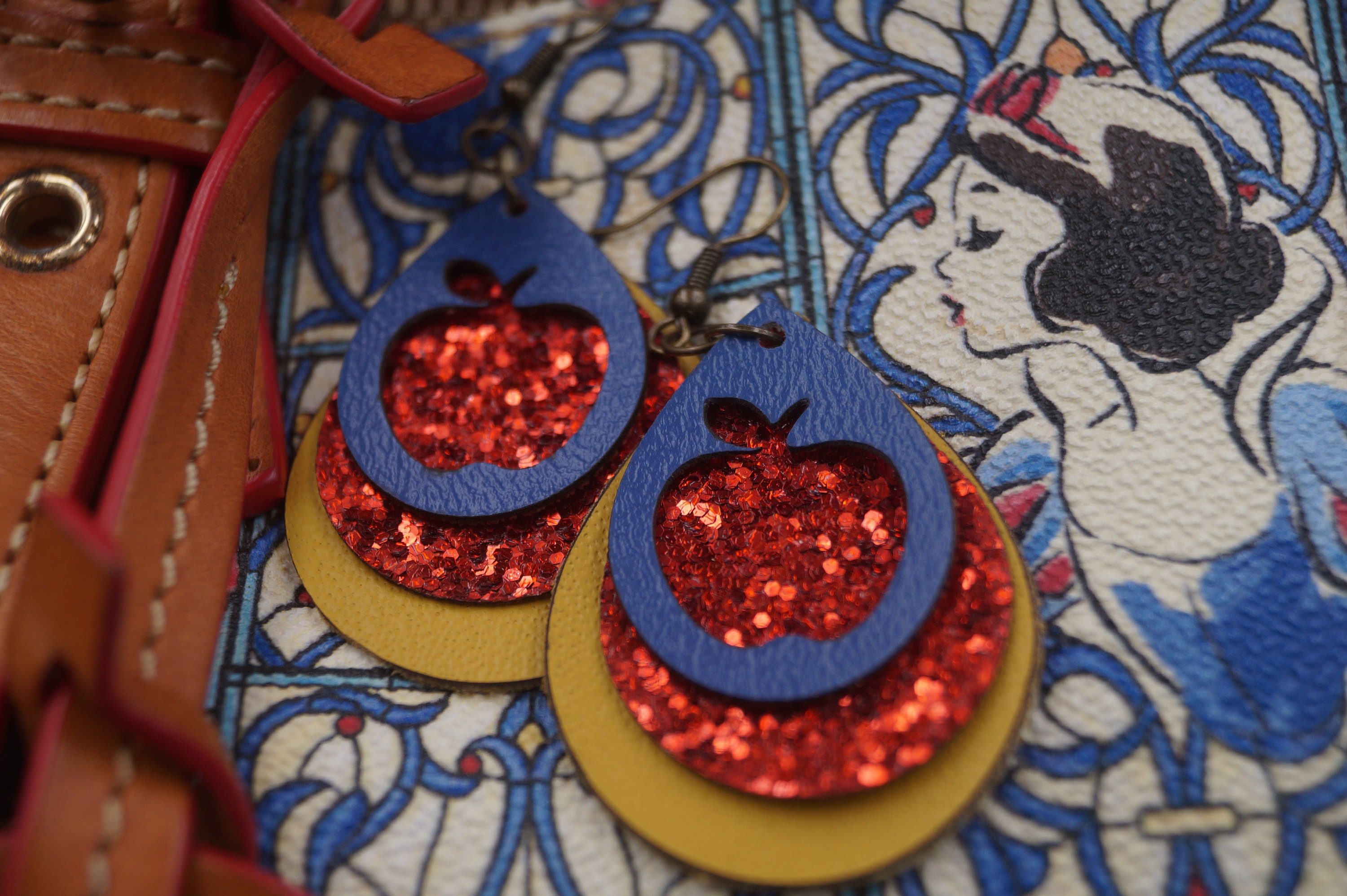 Snow White Drop Leather Earrings Etsy