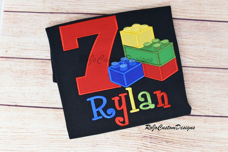 Blocks Birthday Shirt/Colored Blocks Shirt/Birthday image 0