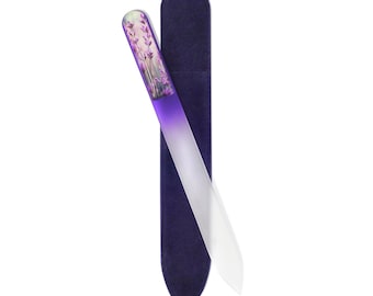 GLADZY 3D Czech Glass Nail File with Case – Dual Etched Grit Coarse & Smooth Sides, Made in EU
