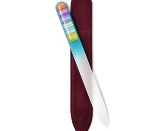 GLADZY 3D Czech Glass Nail File with Case – Dual Etched Grit Coarse & Smooth Sides, Made in EU