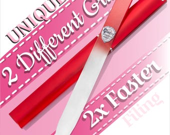 GLADZY Czech Glass Nail File with Case – Dual Etched Grit Coarse & Smooth Sides, Made in EU