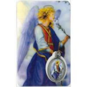 Archange Gabriel,  carte médaille prière,  image pieuse plastifié protection et bienveillance, cadeau fêtes religieuses, médaille religieuse