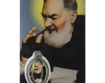 Carte médaille prière Saint Padre Pio pour vos dévotions, carte de prière à offrir ou s'offrir, cadeau idéal pour des fêtes religieuses.