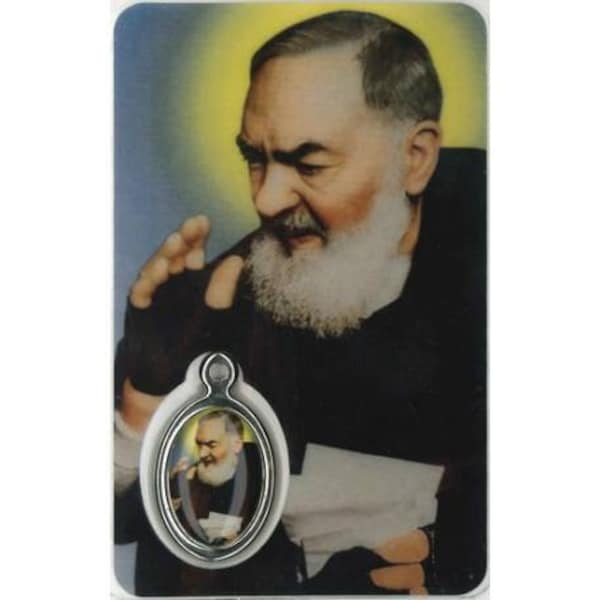 Carte médaille prière Saint Padre Pio pour vos dévotions, carte de prière à offrir ou s'offrir, cadeau idéal pour des fêtes religieuses.