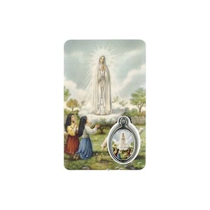 Our Lady of Fatima prayer medal card for your devotions, prayer card to offer, ideal gift for religious holidays.