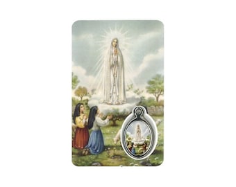 Carte médaille prière Notre Dame de Fatima pour vos dévotions, carte de prière à offrir, cadeau idéal pour des fêtes religieuses.