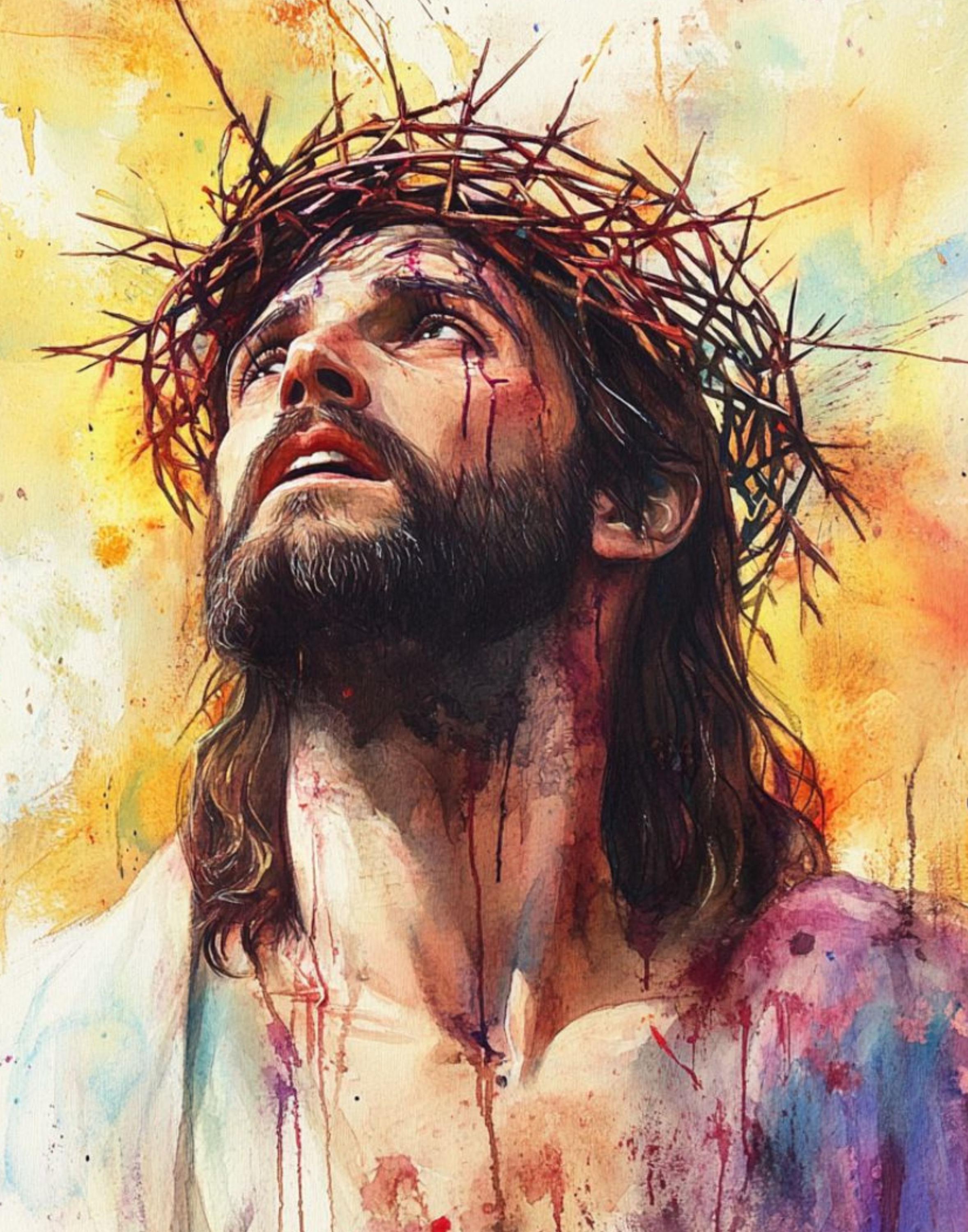Jesus Christ Crown of Thorns – Digital Watercolor File – Religious Art ...