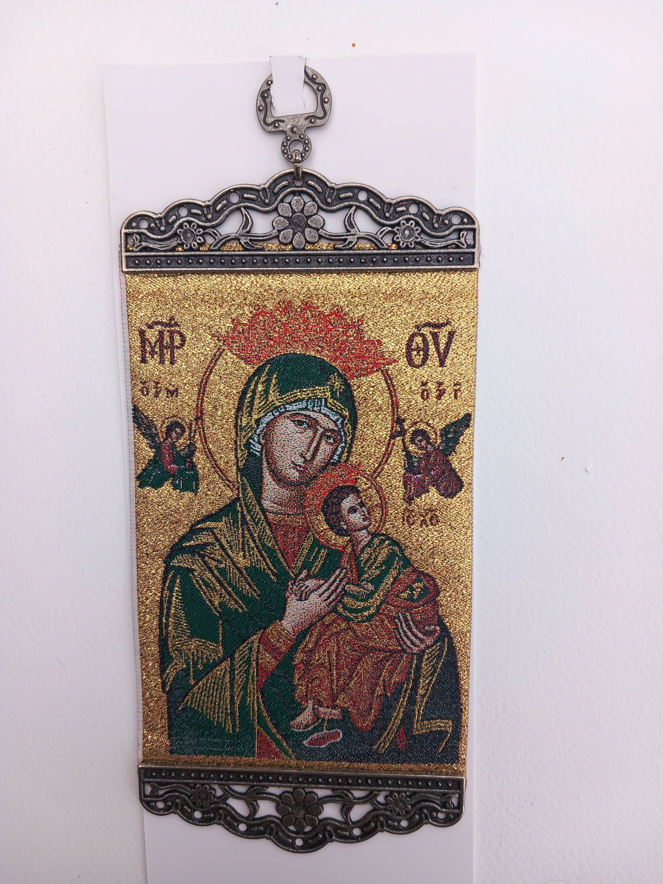 Woven icon 10 x 23cm Our Lady of Perpetual Help. Novelty.