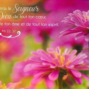Carte avec verset biblique double avec enveloppe, dimension 10x15cm.