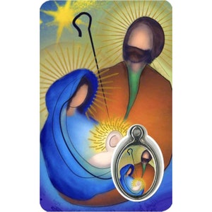 Medaglia di preghiera del presepe per le vostre devozioni, immaginetta di preghiera da offrire, regalo ideale per feste religiose.