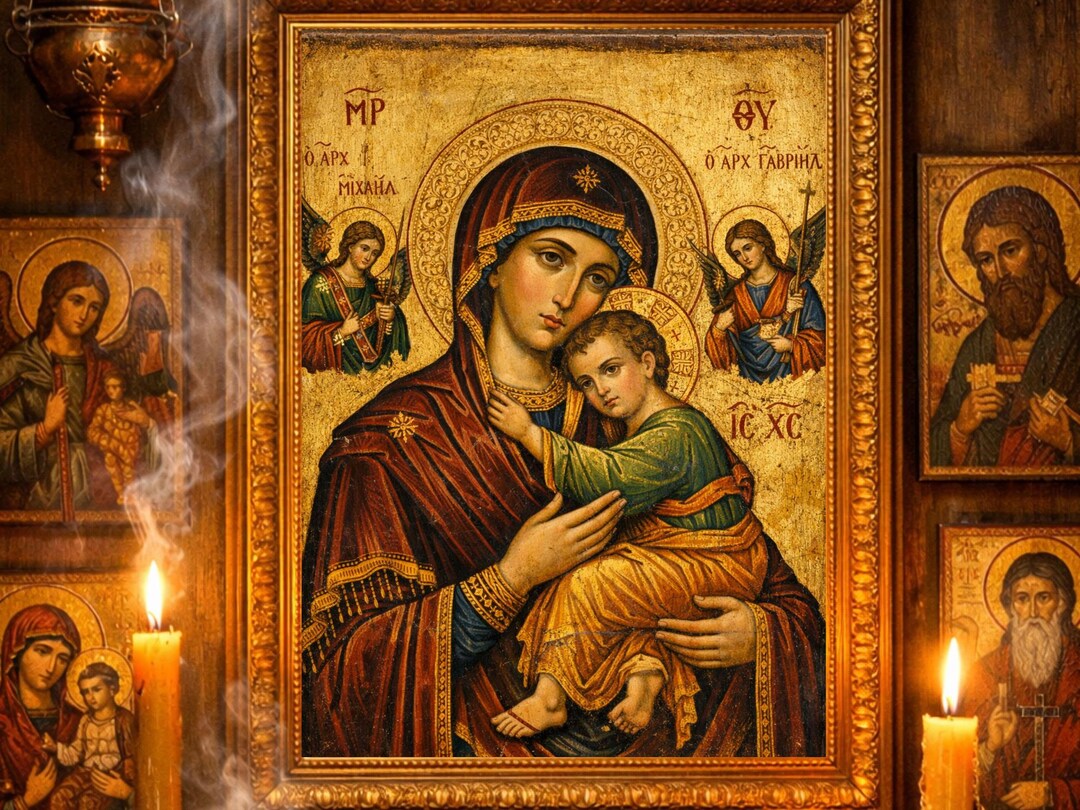 Our Lady of Perpetual Help Byzantine Icon Art AI Downloadable | Virgin ...