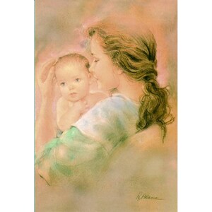 Carte postale simple Vierge et Enfant, 10 x 15 cm.