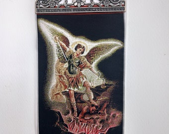 Saint Michael the Archangel woven icon 10 x 23cm