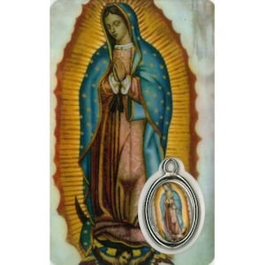 Carte médaille prière Notre Dame de Guadalupe pour vos dévotions, carte de prière à offrir, cadeau idéal pour des fêtes religieuses.
