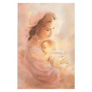 Carte double  enveloppe Vierge Marie Enfant Jésus.