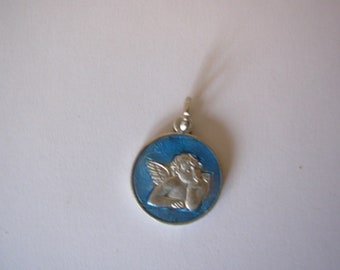 Medal 20mm Angel Metal Blue Enamel