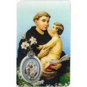 Medaglia di preghiera di Sant'Antonio per le vostre devozioni, immaginetta con preghiera da offrire o regalarsi, regalo ideale per feste religiose.