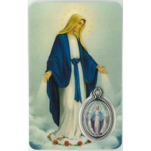 Medaglia di preghiera della Madonna della Medaglia Miracolosa per le vostre devozioni, immaginetta di preghiera da offrire, regalo per le festività religiose