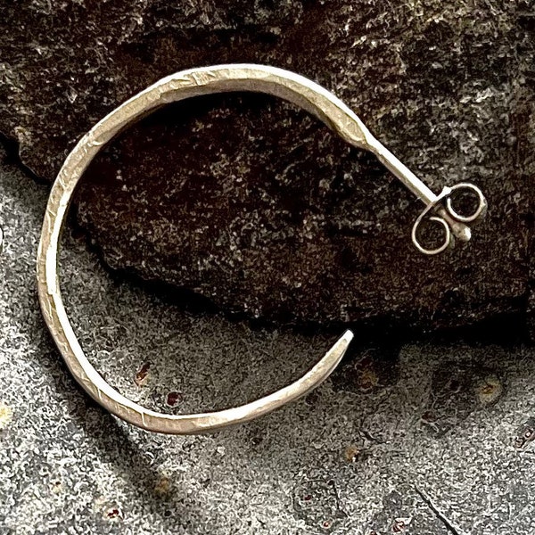 Hand forged hoop earrings made from Sterling Silver that I recycle from in my workshop.