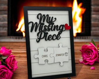 Personalized Puzzle Sign: Laser Cut Wood, Custom Couple Names