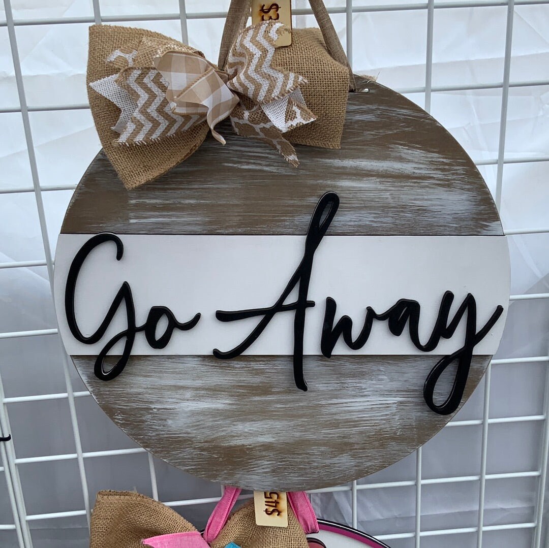Rustic 'go Away' Door Hanger: Farmhouse Entryway Wood Sign - Etsy