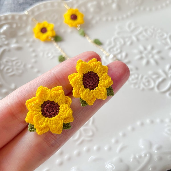 Crochet Sunflower Earrings