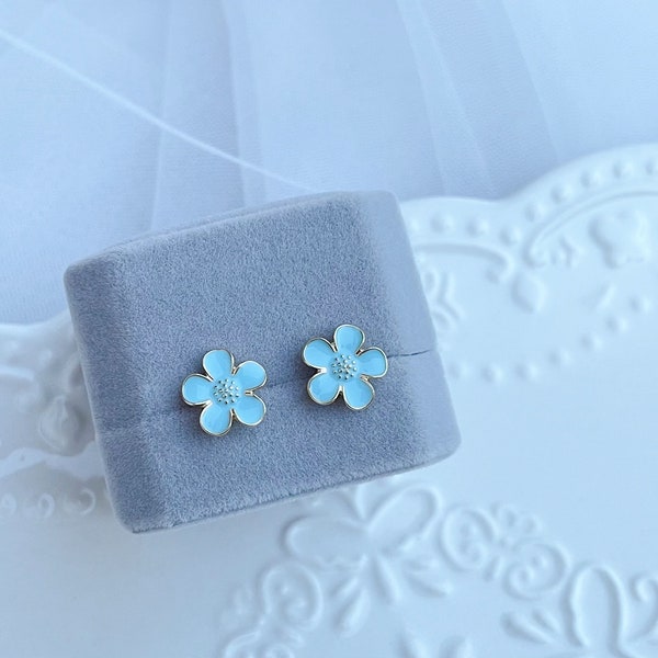 Forget Me Not Stud Earrings, Blue Floral Stud Earrings, Floral Stud Earrings