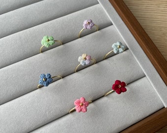Crochet Flower Ring, Flower Ring, Handmade Ring
