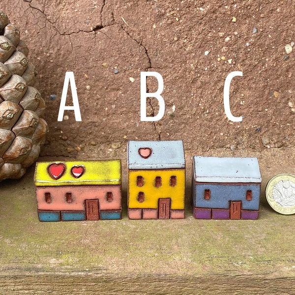 Tiny Ceramic House , Miniature house, British Houses, Cute Pottery Village, Home Decoration Colourful Mini Cottage