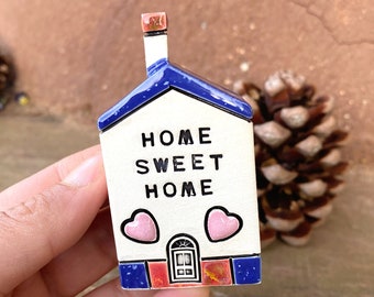 Home Sweet Home, Tiny Ceramic House , Miniature house, British Houses, Cute Pottery Village, Home Decoration Colourful Mini Cottage