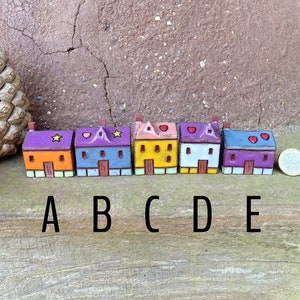 Tiny Ceramic House , Miniature house, British Houses, Cute Pottery Village, Home Decoration Colourful Mini Cottage