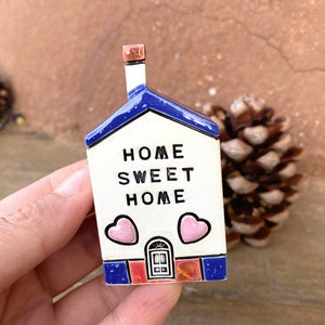Home Sweet Home, Tiny Ceramic House , Miniature house, British Houses, Cute Pottery Village, Home Decoration Colourful Mini Cottage