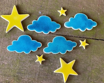 Handmade DIY Mosaic Cloud Star Shape Tiles, Ceramic mosaic star tile
