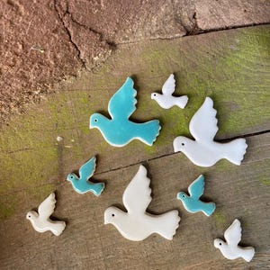 Handmade DIY Mosaic Bird Shape Tiles, Ceramic mosaic blue white bird tile