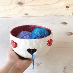 Artisan Ceramic Yarn Bowl Handmade Pottery for Knitters and Crocheters image 6