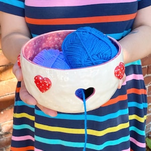 Artisan Ceramic Yarn Bowl Handmade Pottery for Knitters and Crocheters image 3