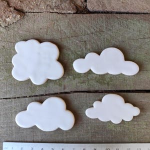 Set of 4 Handmade DIY Mosaic White Cloud Shape Tiles, Ceramic mosaic cloud tile