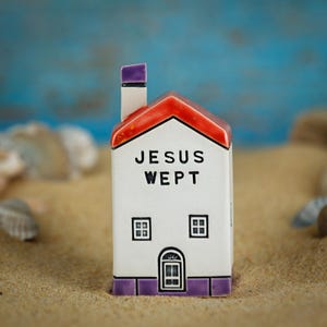 Christian Gift: Miniature Tiny House with 'Jesus Wept’ Bible Verse, Christian Gift