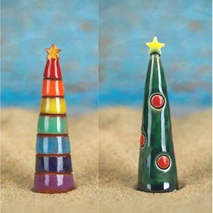 Piccolo albero di Natale in ceramica, decorazione in miniatura, case britanniche, regalo di Natale