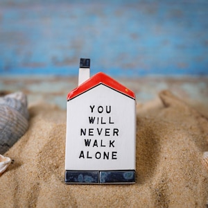 You will never walk alone, Tiny Ceramic House , Miniature house, Cute Pottery Village, Home Decoration Colourful, Liverpool Gift