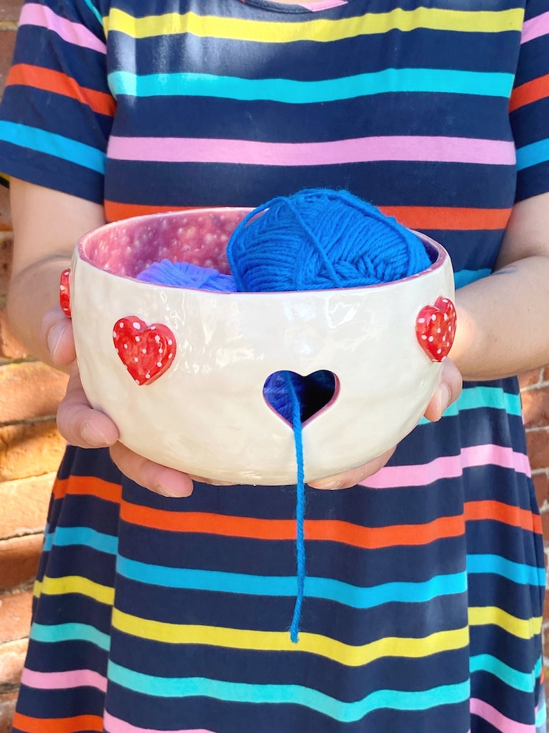 Artisan Ceramic Yarn Bowl Handmade Pottery for Knitters and Crocheters image 1